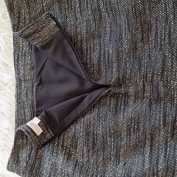 LOFT Heather Black and White Tweed Faux Wrap Skirt - Picture 11 of 16